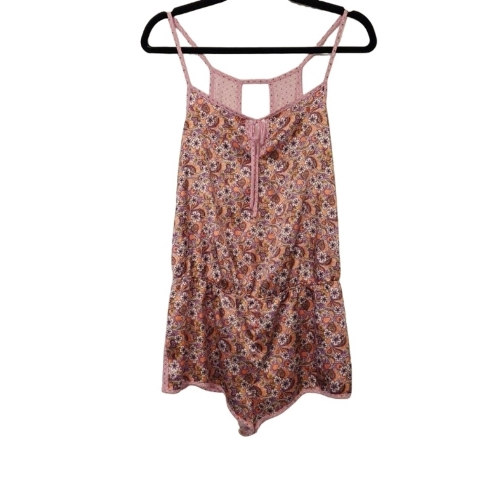 Victoria's Secret Floral Print Satin Romper  Spaghetti Straps Size Small